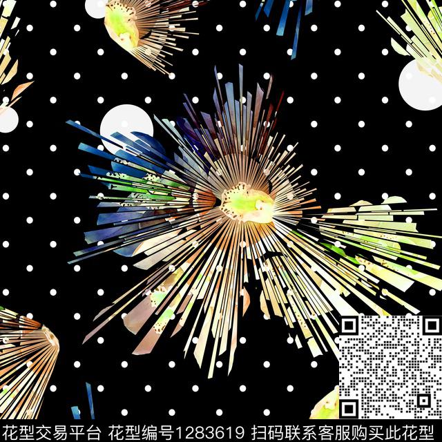 几何花卉大牌风数码印花华亿平台下载（图片编号: 1283619） - 瓦栏（Walan）