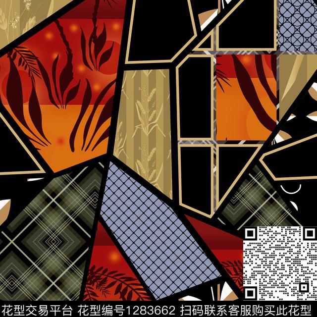 几何格子花纹数码印花华亿平台下载（图片编号: 1283662） - 瓦栏（Walan）