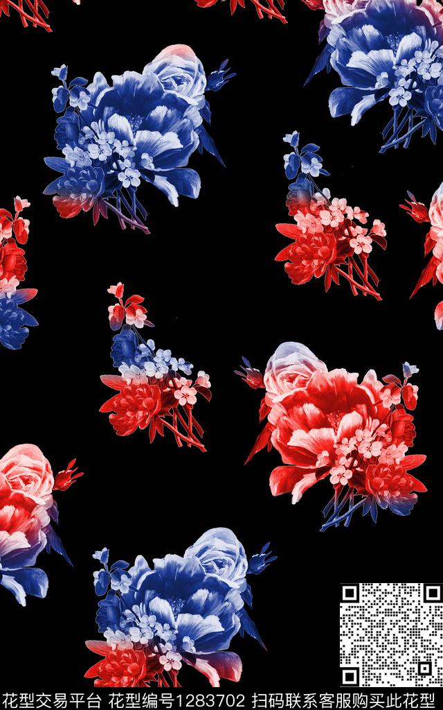 花卉大牌风泳装数码印花华亿平台下载（图片编号: 1283702） - 瓦栏（Walan）