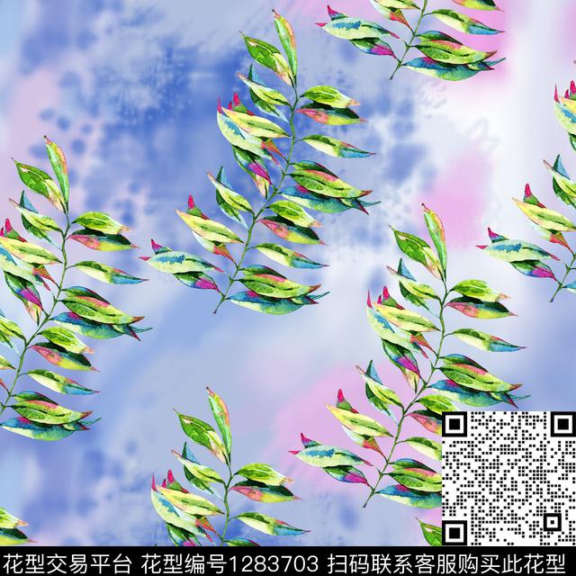 绿植树叶肌理植物数码印花华亿平台下载（图片编号: 1283703） - 瓦栏（Walan）