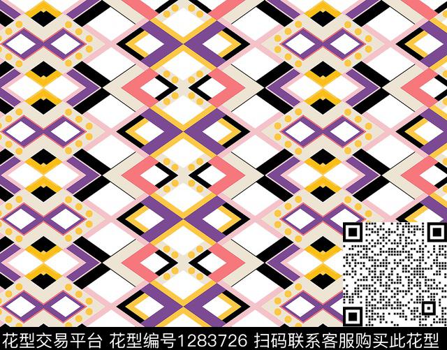 几何菱形多色数码印花华亿平台下载（图片编号: 1283726） - 瓦栏（Walan）