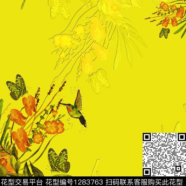 花卉大牌风印花数码印花华亿平台下载（图片编号: 1283763） - 瓦栏（Walan）