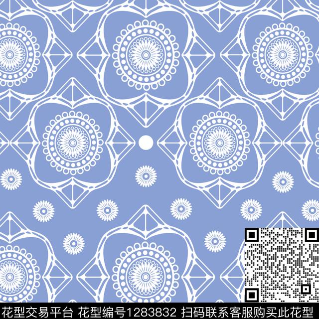 复古几何菱形传统印花华亿平台下载（图片编号: 1283832） - 瓦栏（Walan）