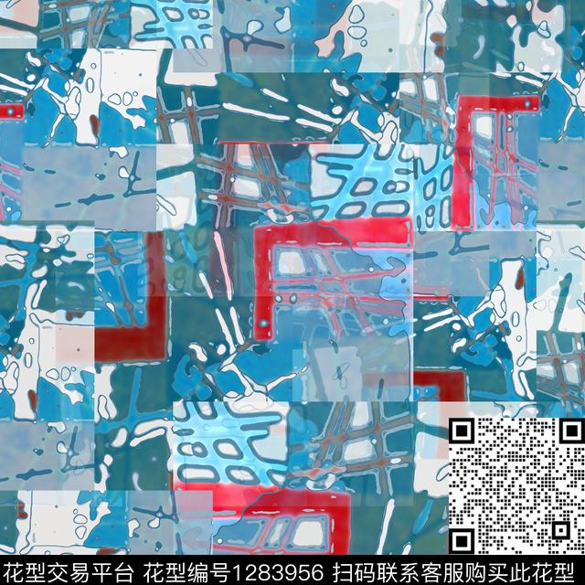 几何抽象迷彩图案数码印花华亿平台下载（图片编号: 1283956） - 瓦栏（Walan）