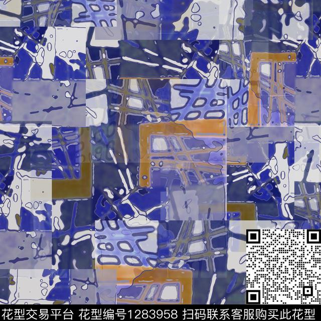 几何抽象迷彩图案数码印花华亿平台下载（图片编号: 1283958） - 瓦栏（Walan）