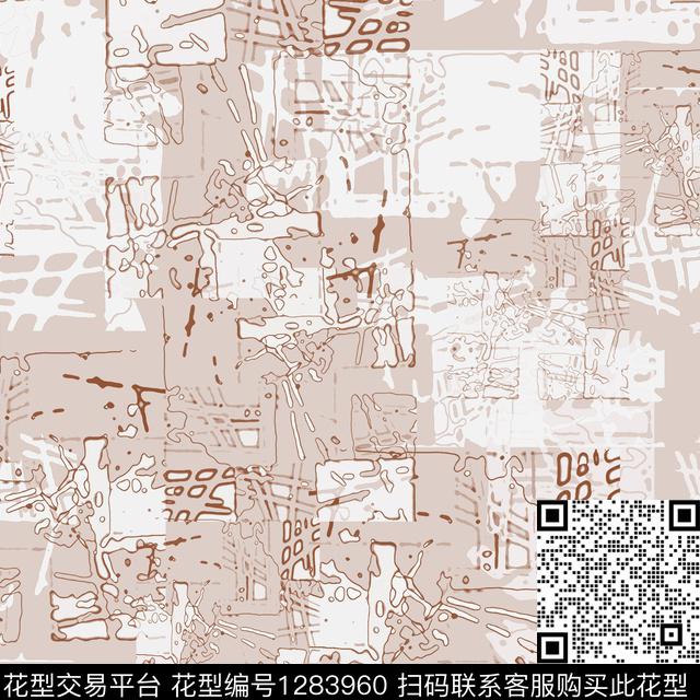 男装抽象手绘线条笔触传统印花华亿平台下载（图片编号: 1283960） - 瓦栏（Walan）