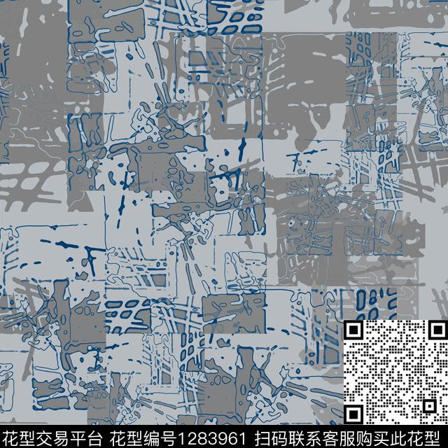 男装抽象手绘线条笔触传统印花华亿平台下载（图片编号: 1283961） - 瓦栏（Walan）