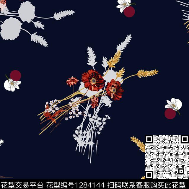 花卉大牌风素雅数码印花华亿平台下载（图片编号: 1284144） - 瓦栏（Walan）