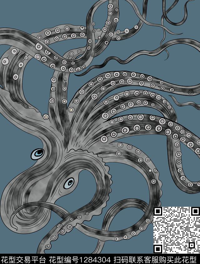 伪装者乌贼章鱼数码印花华亿平台下载（图片编号: 1284304） - 瓦栏（Walan）