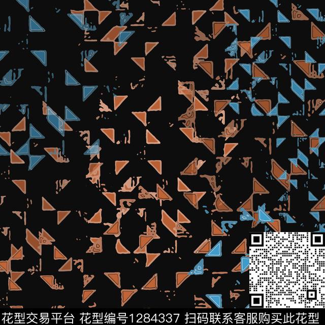 三角形几何手绘线条笔触数码印花华亿平台下载（图片编号: 1284337） - 瓦栏（Walan）