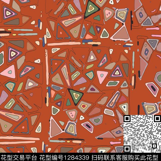 三角形几何手绘线条笔触数码印花华亿平台下载（图片编号: 1284339） - 瓦栏（Walan）