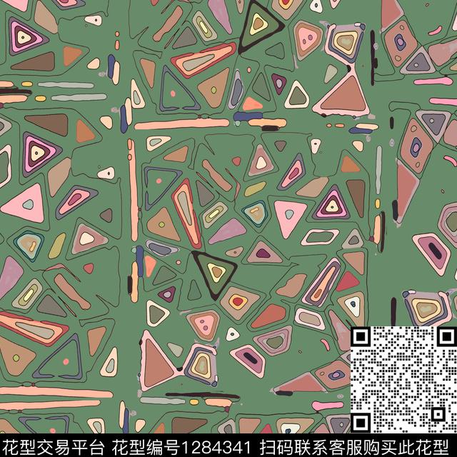 三角形几何手绘线条笔触数码印花华亿平台下载（图片编号: 1284341） - 瓦栏（Walan）