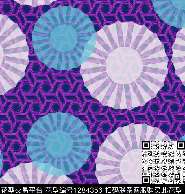 几何抽象混合拼接数码印花华亿平台下载（图片编号: 1284356） - 瓦栏（Walan）