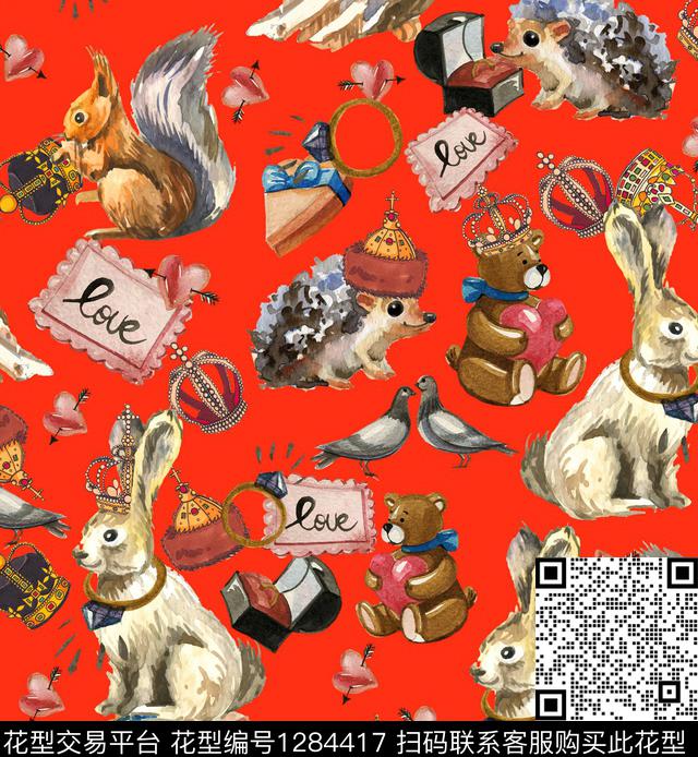 动物大牌风休闲数码印花华亿平台下载（图片编号: 1284417） - 瓦栏（Walan）