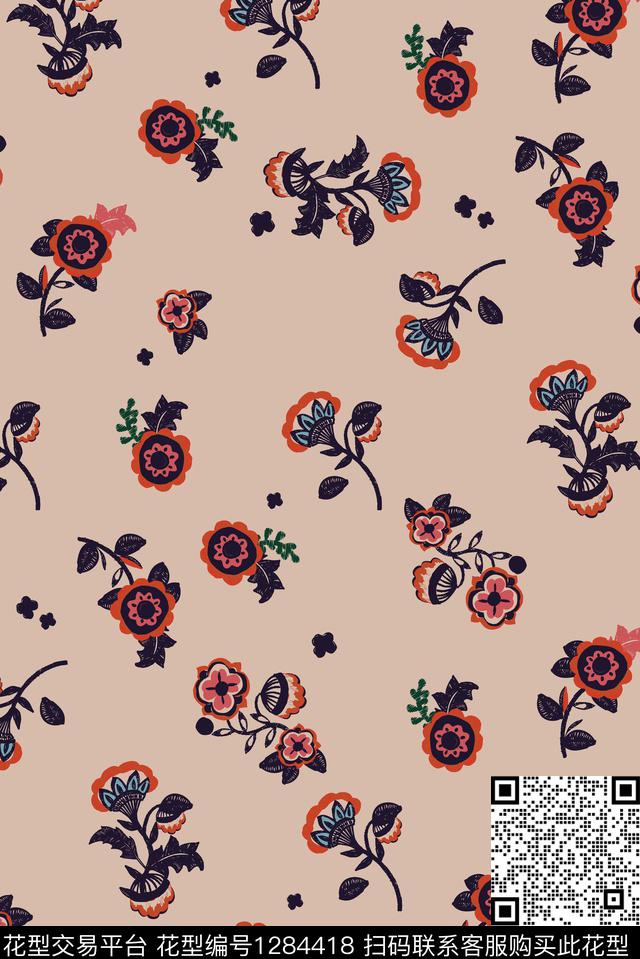 连衣裙棉麻真丝传统印花华亿平台下载（图片编号: 1284418） - 瓦栏（Walan）