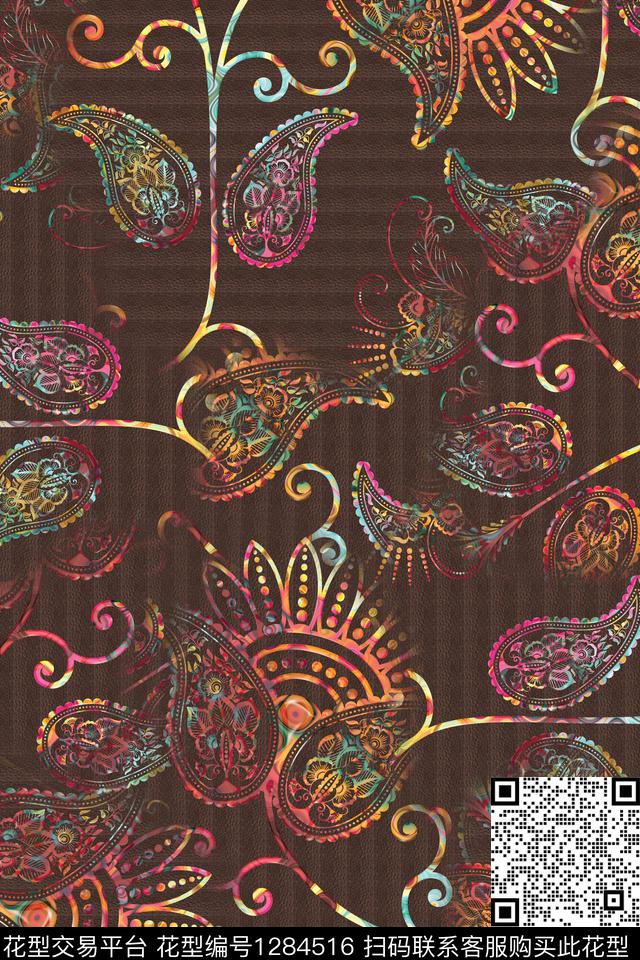 复古抽象民族风数码印花华亿平台下载（图片编号: 1284516） - 瓦栏（Walan）