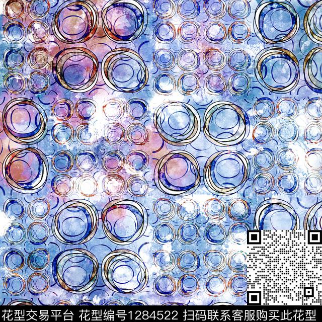水彩几何手绘数码印花华亿平台下载（图片编号: 1284522） - 瓦栏（Walan）