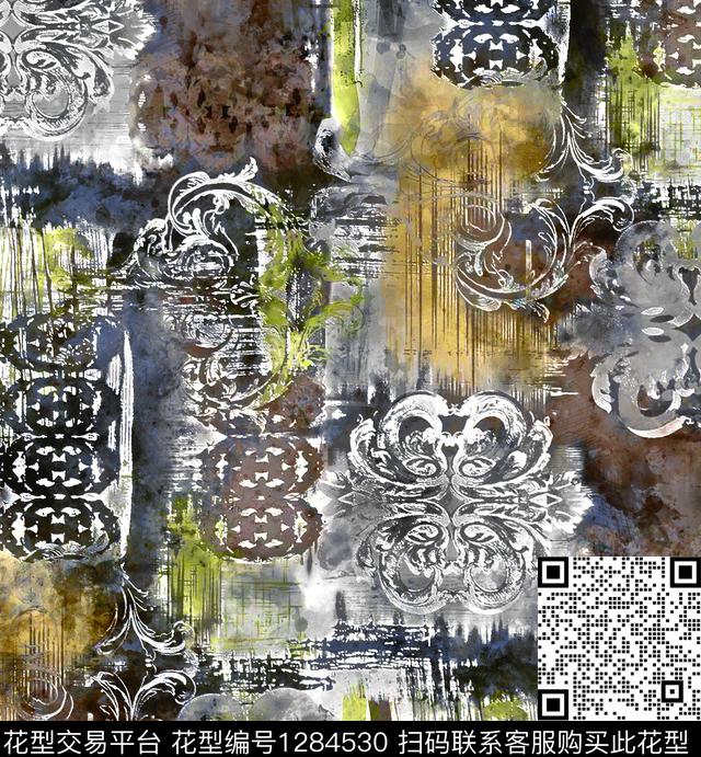 水彩纹理手绘数码印花华亿平台下载（图片编号: 1284530） - 瓦栏（Walan）