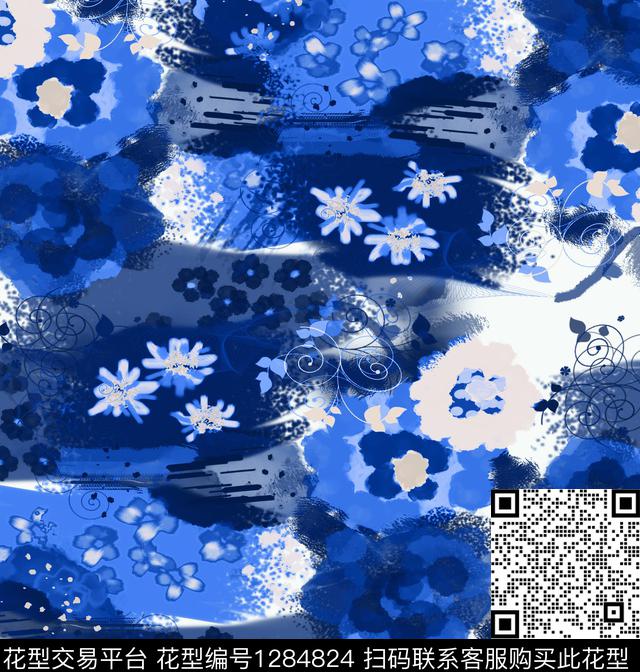 绘画花卉抽象数码印花华亿平台下载（图片编号: 1284824） - 瓦栏（Walan）