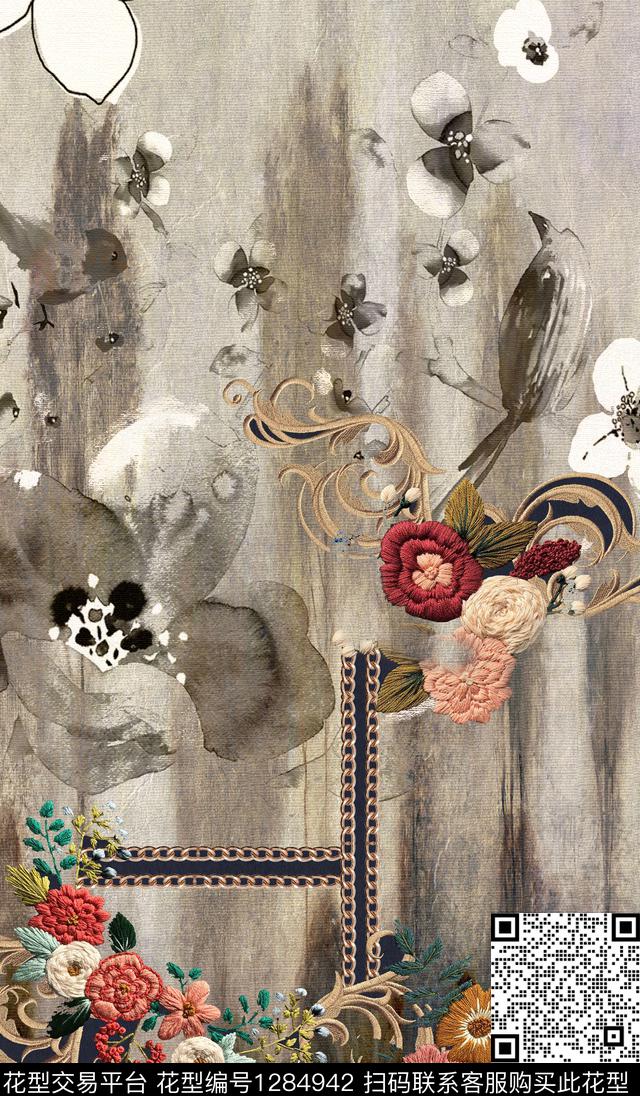定位花香云纱素雅数码印花华亿平台下载（图片编号: 1284942） - 瓦栏（Walan）
