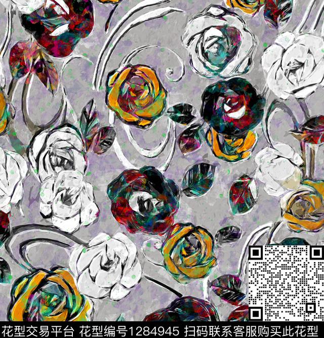 花卉手绘艺术绘画数码印花华亿平台下载（图片编号: 1284945） - 瓦栏（Walan）