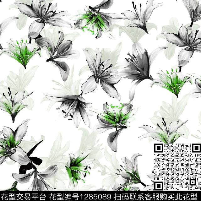 花卉大牌风小清新数码印花华亿平台下载（图片编号: 1285089） - 瓦栏（Walan）