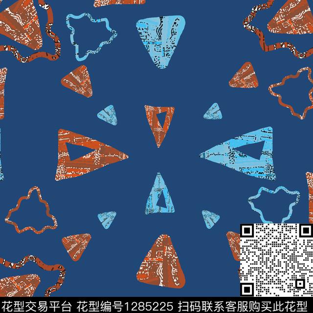 几何抽象手绘线条笔触数码印花华亿平台下载（图片编号: 1285225） - 瓦栏（Walan）