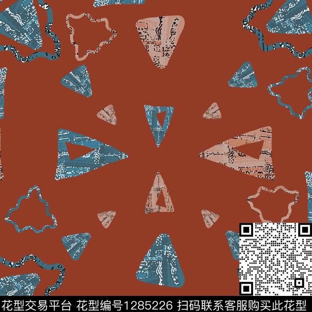 几何抽象手绘线条笔触数码印花华亿平台下载（图片编号: 1285226） - 瓦栏（Walan）