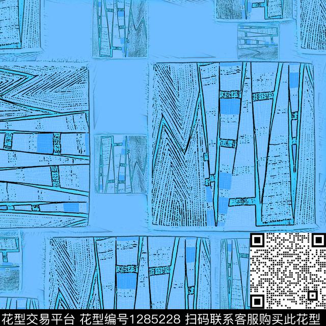 几何抽象手绘线条笔触数码印花华亿平台下载（图片编号: 1285228） - 瓦栏（Walan）