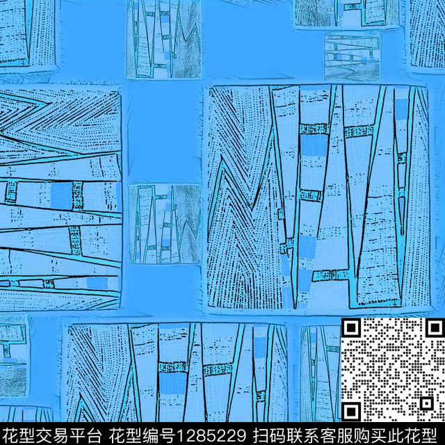 几何抽象手绘线条笔触数码印花华亿平台下载（图片编号: 1285229） - 瓦栏（Walan）