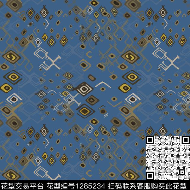 几何男装手绘线条笔触传统印花华亿平台下载（图片编号: 1285234） - 瓦栏（Walan）