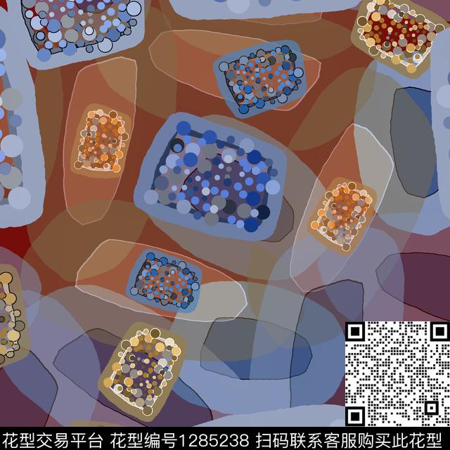 几何手绘线条笔触圆圈与波点数码印花华亿平台下载（图片编号: 1285238） - 瓦栏（Walan）