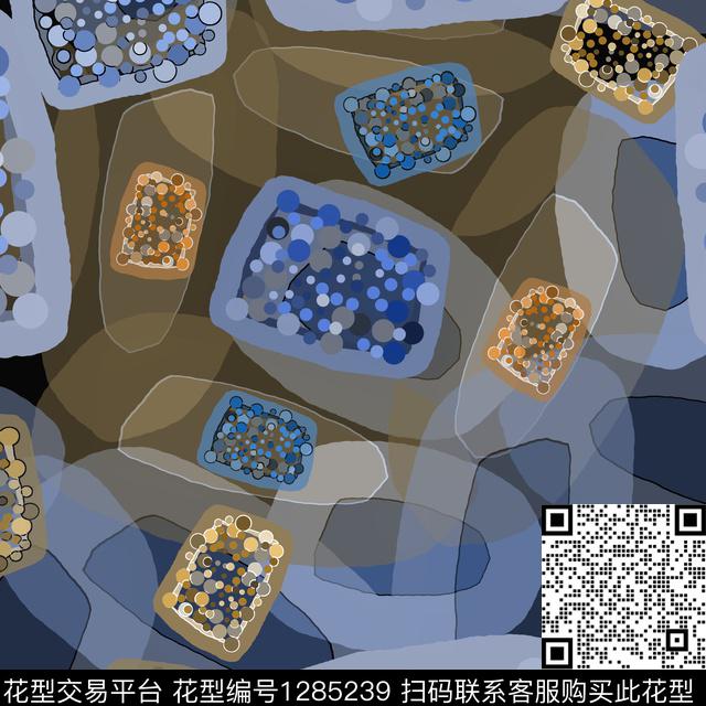 几何手绘线条笔触圆圈与波点数码印花华亿平台下载（图片编号: 1285239） - 瓦栏（Walan）