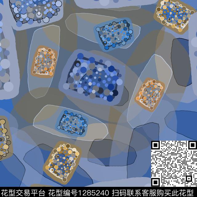 几何手绘线条笔触圆圈与波点数码印花华亿平台下载（图片编号: 1285240） - 瓦栏（Walan）