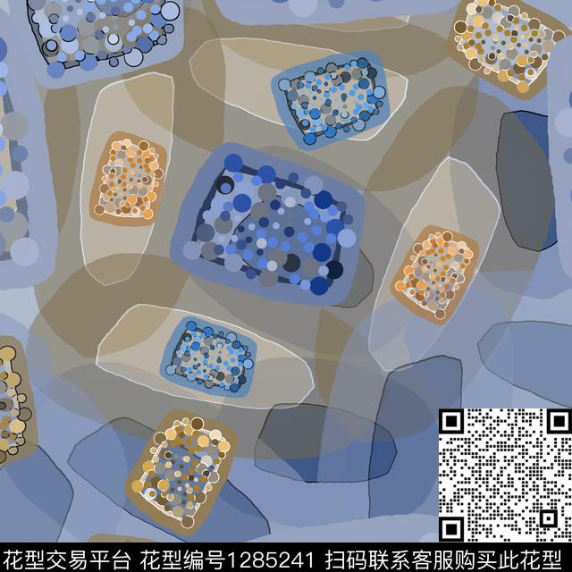 几何手绘线条笔触圆圈与波点数码印花华亿平台下载（图片编号: 1285241） - 瓦栏（Walan）