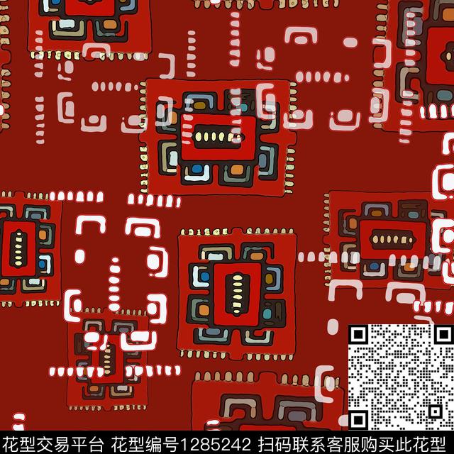 几何民族风手绘线条笔触数码印花华亿平台下载（图片编号: 1285242） - 瓦栏（Walan）
