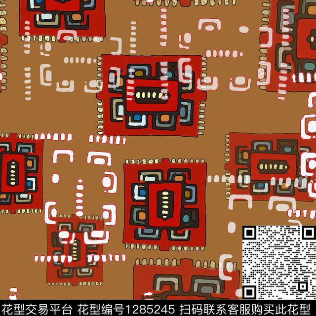 几何民族风手绘线条笔触数码印花华亿平台下载（图片编号: 1285245） - 瓦栏（Walan）