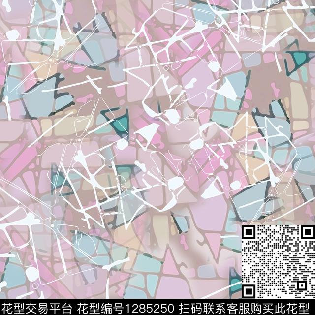 几何抽象手绘线条笔触数码印花华亿平台下载（图片编号: 1285250） - 瓦栏（Walan）