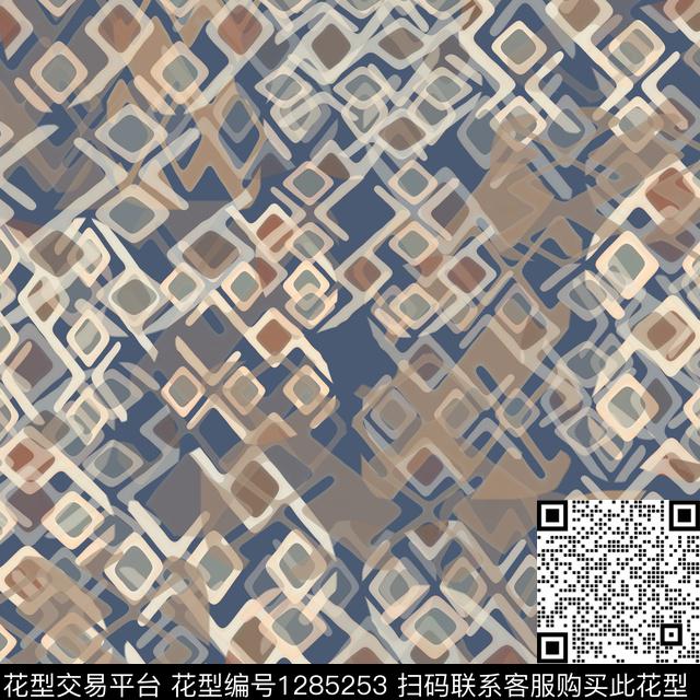 几何抽象手绘线条笔触数码印花华亿平台下载（图片编号: 1285253） - 瓦栏（Walan）