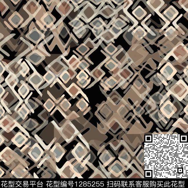 几何抽象手绘线条笔触数码印花华亿平台下载（图片编号: 1285255） - 瓦栏（Walan）