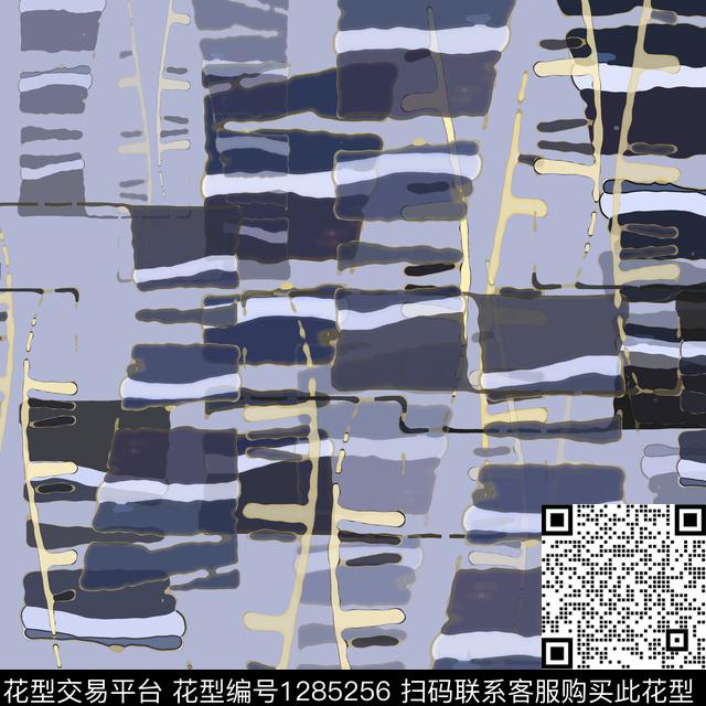 条纹混搭手绘线条笔触抽象数码印花华亿平台下载（图片编号: 1285256） - 瓦栏（Walan）