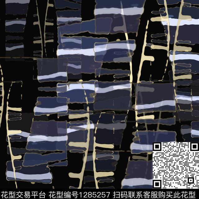 条纹混搭手绘线条笔触抽象数码印花华亿平台下载（图片编号: 1285257） - 瓦栏（Walan）