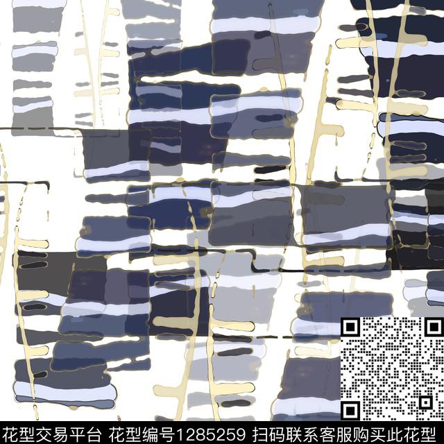条纹混搭手绘线条笔触抽象数码印花华亿平台下载（图片编号: 1285259） - 瓦栏（Walan）