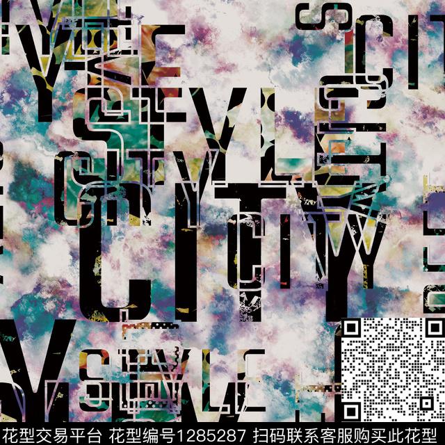 复古抽象男装潮牌数码印花华亿平台下载（图片编号: 1285287） - 瓦栏（Walan）