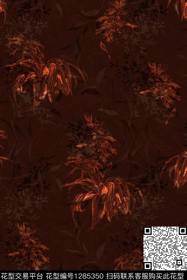 花卉抽象手绘数码印花华亿平台下载（图片编号: 1285350） - 瓦栏（Walan）