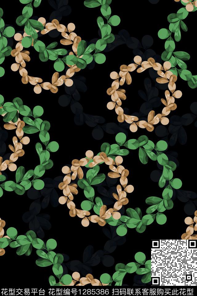 花卉大牌风植物数码印花华亿平台下载（图片编号: 1285386） - 瓦栏（Walan）