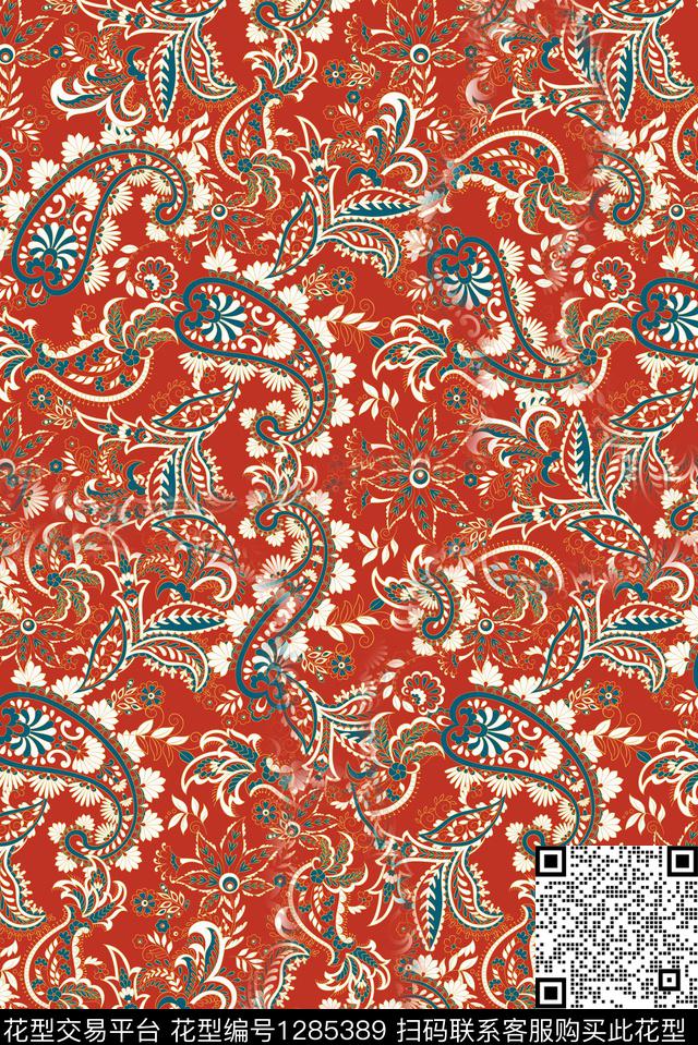 复古女装佩斯利数码印花华亿平台下载（图片编号: 1285389） - 瓦栏（Walan）