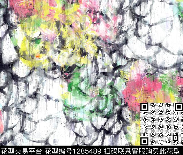 花卉手绘油画印象派数码印花华亿平台下载（图片编号: 1285489） - 瓦栏（Walan）