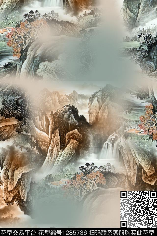 女装连衣裙中国风数码印花华亿平台下载（图片编号: 1285736） - 瓦栏（Walan）