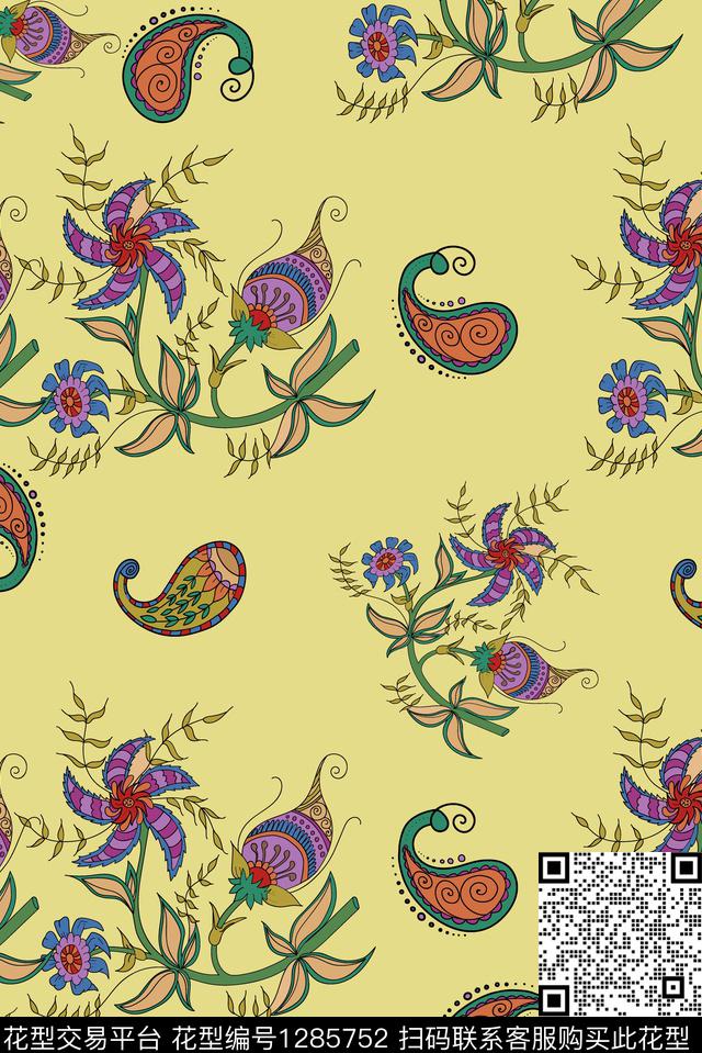 复古女装佩斯利数码印花华亿平台下载（图片编号: 1285752） - 瓦栏（Walan）